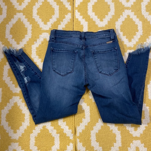 KANCAN 5/26 slant raw hem distressed jeans EUC - Picture 2 of 8